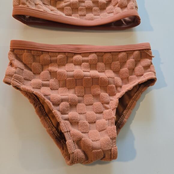 Little Co. Lauren Conrad 2 piece Bikini Rust Checkered Size 12mos - Picture 3 of 7